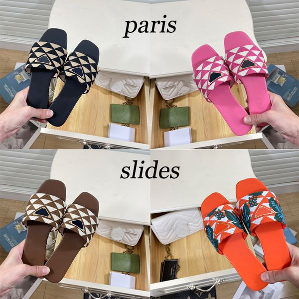 with box raffia embroidered flat mules designer slippers beach women shoes pine green gold schemes fuchsia flat slides luxury womens sandal, Black
with box raffia embroidered flat mules designer slippers beach women shoes pine green gold schemes fuchsia flat slides luxury womens sandal, Black