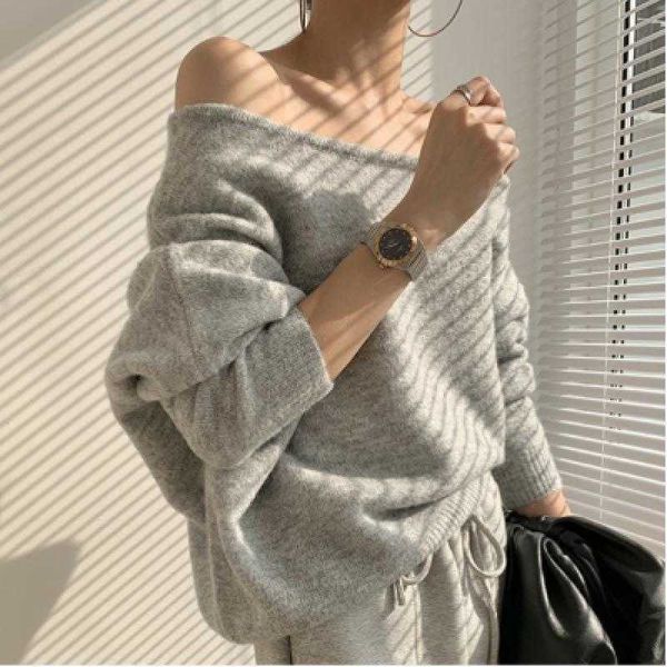 spring and autumn design sweaters sense mohair off shoulder neck sweater, White;black
spring and autumn design sweaters sense mohair off shoulder neck sweater, White;black