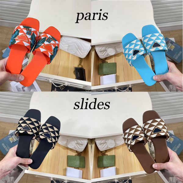 2023 designer slides women embroidered fabric slippers metallic slide sandals luxury p sandal triangle chunky heels fashion summer beach low, Black
2023 designer slides women embroidered fabric slippers metallic slide sandals luxury p sandal triangle chunky heels fashion summer beach low, Black