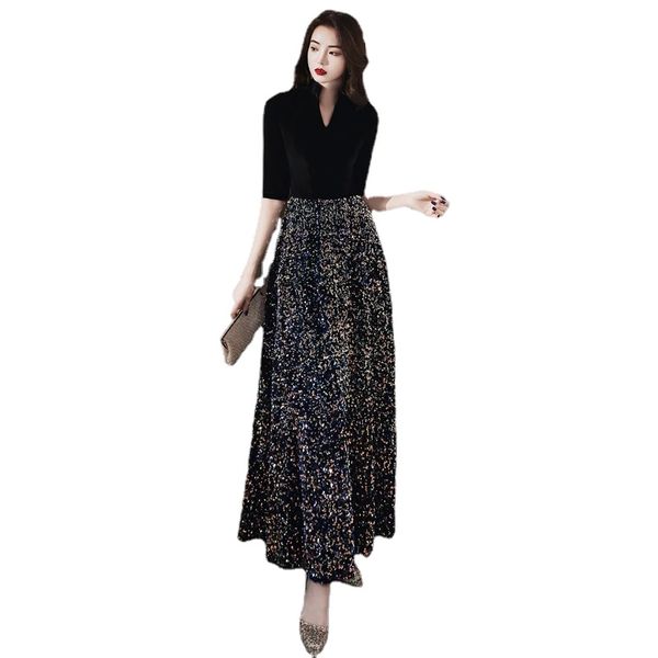 women half sleeve evening gowns celebrity dress elegant formal long dresses sequined a line evening dresses, Black;red
women half sleeve evening gowns celebrity dress elegant formal long dresses sequined a line evening dresses, Black;red