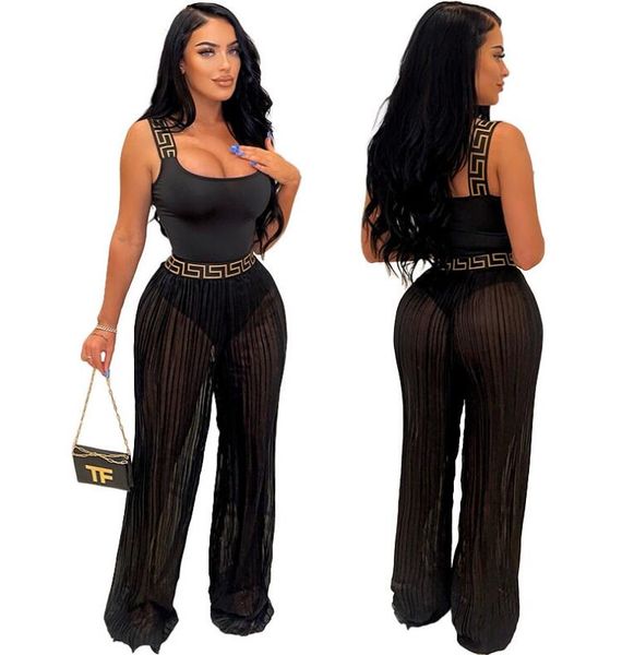 b666 bodycon women's two piece pants sleeveless vest tee wide leg pants women's clothing, White
b666 bodycon women's two piece pants sleeveless vest tee wide leg pants women's clothing, White