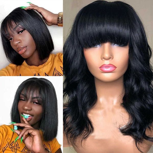 hair wigs straight bob human with bang no lace full machine made brazilian remy for woman 230413, Black
hair wigs straight bob human with bang no lace full machine made brazilian remy for woman 230413, Black