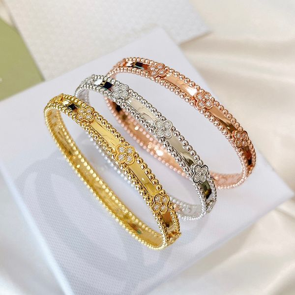 four leaf clover bangle natural shell gemstone 925 silver designer for woman t0p quality highest counter quality classic style jewelry exqui, Black
four leaf clover bangle natural shell gemstone 925 silver designer for woman t0p quality highest counter quality classic style jewelry exqui, Black