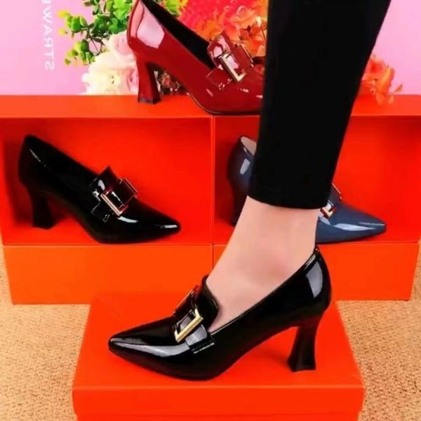 dress shoes pointed toe shoes women's british style fashion square buckle all-match thick heel patent leather high heels women 230413, Black
dress shoes pointed toe shoes women's british style fashion square buckle all-match thick heel patent leather high heels women 230413, Black