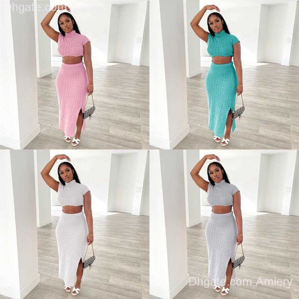 2023 clothing summer tracksuits skirt set solid high neck short sleeve t shirt open button split long dress casual two piece skirts sets, Gray
2023 clothing summer tracksuits skirt set solid high neck short sleeve t shirt open button split long dress casual two piece skirts sets, Gray