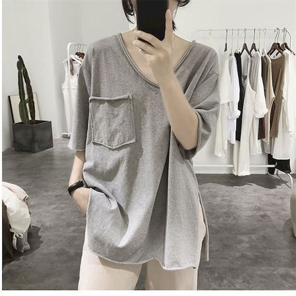 women's t-shirt womens t shirts summer trendy slit t-shirt casual loose thin short sleeve korean rolled edge front short back long tsh, White
women's t-shirt womens t shirts summer trendy slit t-shirt casual loose thin short sleeve korean rolled edge front short back long tsh, White