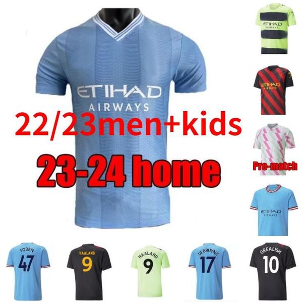 22 23 24 haaland soccer jerseys grealish sterling mans cities mahrez fans player version de bruyne foden 2023 2024 football shirt kids kit, Black;yellow
22 23 24 haaland soccer jerseys grealish sterling mans cities mahrez fans player version de bruyne foden 2023 2024 football shirt kids kit, Black;yellow