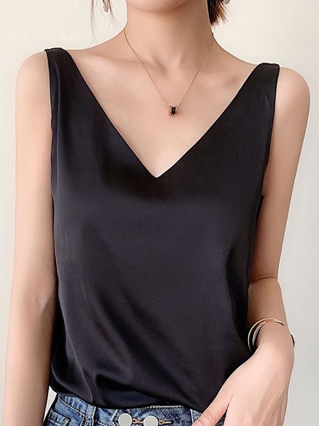 camisoles tanks silk satin women's tank crop vest female basic v-neck camisole white black women sleeveless blouse summer bottom shirts, Black;white
camisoles tanks silk satin women's tank crop vest female basic v-neck camisole white black women sleeveless blouse summer bottom shirts, Black;white