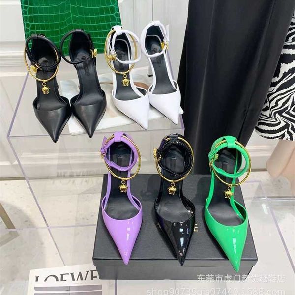 high fixed version new line buckle green leather high heels in summer 2023 women's sexy, Black
high fixed version new line buckle green leather high heels in summer 2023 women's sexy, Black