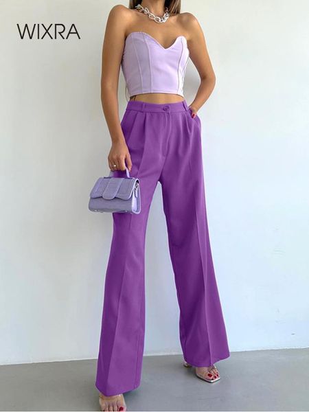 women's pants capris wixra women purple straight pants casual high waist buttonsolid pockets fashion ol trousers spring summer 230413, Black;white
women's pants capris wixra women purple straight pants casual high waist buttonsolid pockets fashion ol trousers spring summer 230413, Black;white