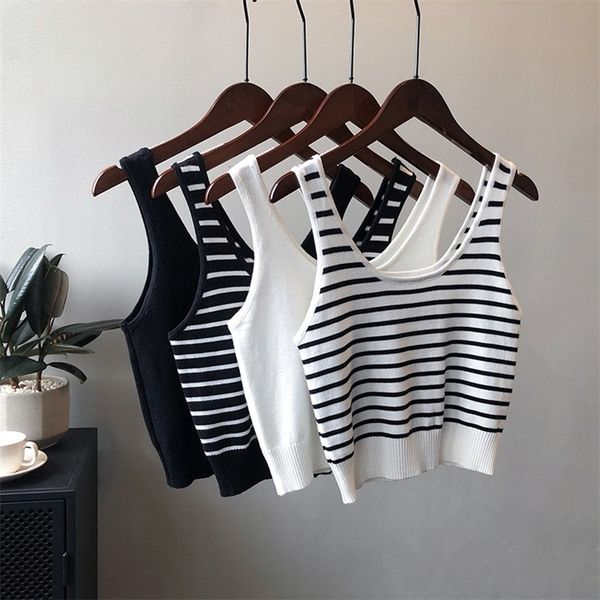 camisoles tanks striped knitted crop camis white black summer casual women tank 230413, Black;white
camisoles tanks striped knitted crop camis white black summer casual women tank 230413, Black;white
