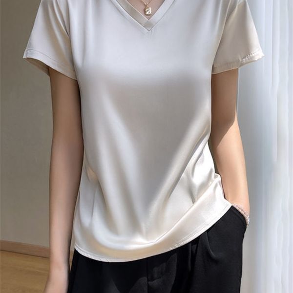 women's t-shirt summer women's t-shirt korean fashion satin v-neck tees short-sleeved casual loose solid champagne white silk t-sh
women's t-shirt summer women's t-shirt korean fashion satin v-neck tees short-sleeved casual loose solid champagne white silk t-sh