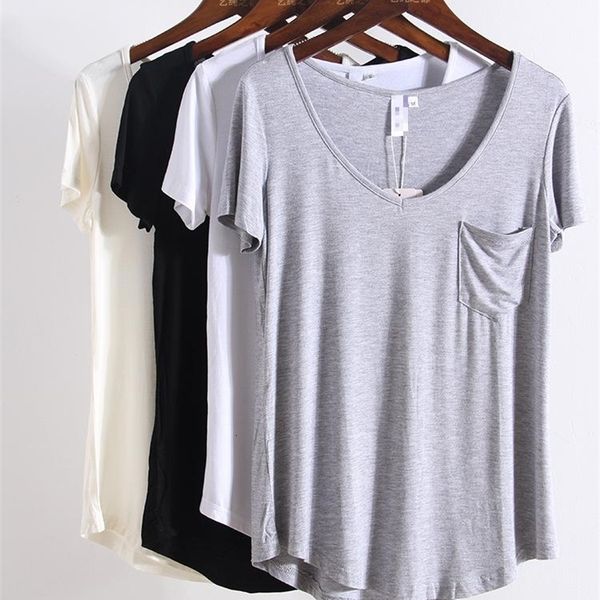 women's t-shirt s-4xl women t-shirt casual solid modal v neck short sleeve t shirts solid casual shirts bottoming style 230413, White
women's t-shirt s-4xl women t-shirt casual solid modal v neck short sleeve t shirts solid casual shirts bottoming style 230413, White