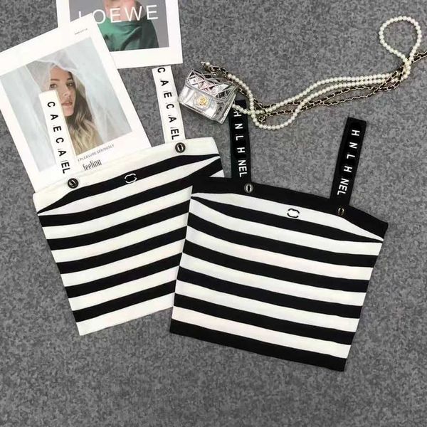 women stripe knits tee sling vest summer breathable knitted fashion embroidered vests, White
women stripe knits tee sling vest summer breathable knitted fashion embroidered vests, White