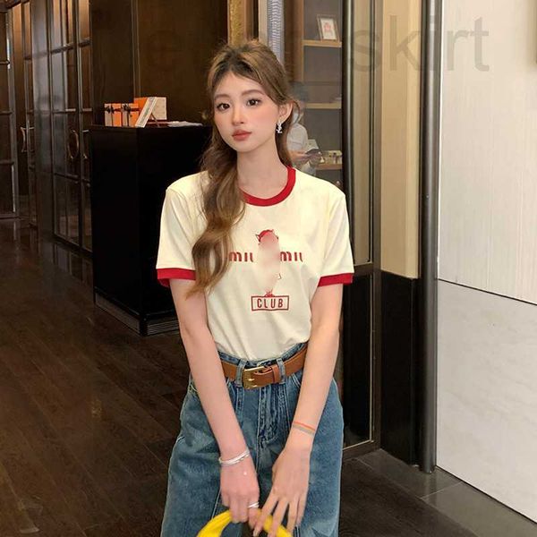 women's knits & tees designer correct version miu short sleeved t-shirt for women 2023 spring valentine's day cat girl letter prin, White
women's knits & tees designer correct version miu short sleeved t-shirt for women 2023 spring valentine's day cat girl letter prin, White