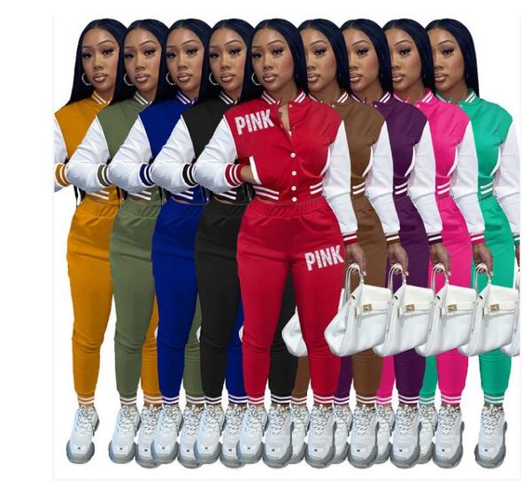 women sportswear tracksuits baseball uniform 2 piece set pink letter print jacket coat + pants tracksuit spring fashion clubwear, Gray
women sportswear tracksuits baseball uniform 2 piece set pink letter print jacket coat + pants tracksuit spring fashion clubwear, Gray