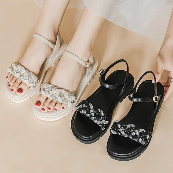 sandals 2022 thicken soled muffin shoes ladies weave crystal band sandals platform open toe gladiator flipflops girls rubber sandalias, Black
sandals 2022 thicken soled muffin shoes ladies weave crystal band sandals platform open toe gladiator flipflops girls rubber sandalias, Black
