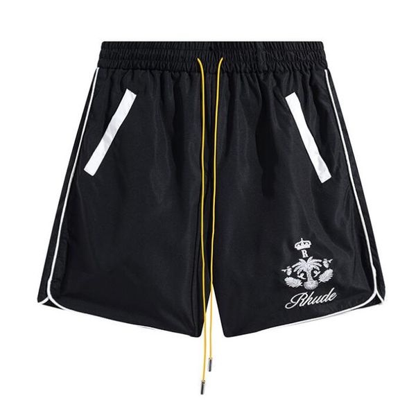 mens rhude shorts summer quick drying beach shorts embroidery designer shorts men, White;black
