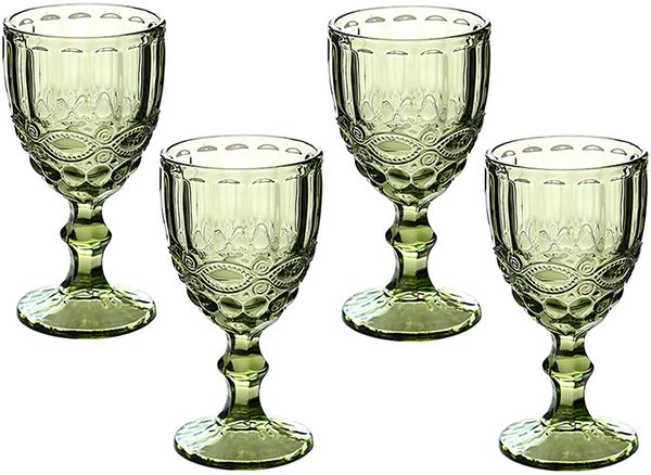 sz 10oz wine glasses colored glass goblet with stem 300ml vintage pattern embossed romantic drinkware for party wedding
sz 10oz wine glasses colored glass goblet with stem 300ml vintage pattern embossed romantic drinkware for party wedding