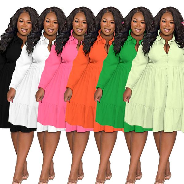 plus size women short sleeve single breasted ruffles hem big swing smock shirt dress summer elegant orange dresses, Black
plus size women short sleeve single breasted ruffles hem big swing smock shirt dress summer elegant orange dresses, Black