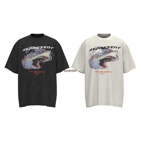 2023 new men's and women's fashion t shirt western european trend brand rep vtg shark short sleeve washable old american loose, White;black
2023 new men's and women's fashion t shirt western european trend brand rep vtg shark short sleeve washable old american loose, White;black