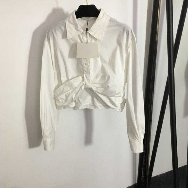 23ss high neck blouse shirt designer women long sleeved shirt pleated waist tucked short style crop long sleeve shirt women clothes a1, White
23ss high neck blouse shirt designer women long sleeved shirt pleated waist tucked short style crop long sleeve shirt women clothes a1, White