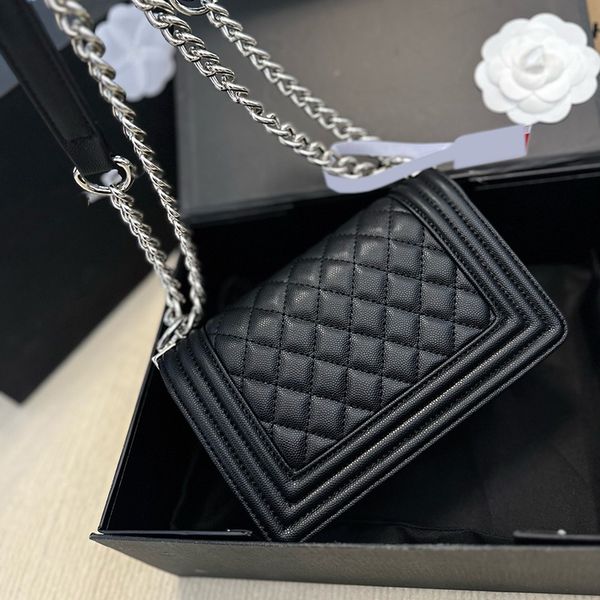 womens designer caviar leather boy mini bags classic flap diamond lattice purse silver metal chain strap crossbody shoulder handbag 9 colors
womens designer caviar leather boy mini bags classic flap diamond lattice purse silver metal chain strap crossbody shoulder handbag 9 colors