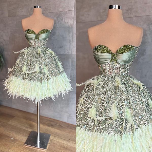 gorgeous prom dresses sweetheart beads shining sequins feathers backless lovely short dress custom made party dress plus size vestido de noi, Black
gorgeous prom dresses sweetheart beads shining sequins feathers backless lovely short dress custom made party dress plus size vestido de noi, Black