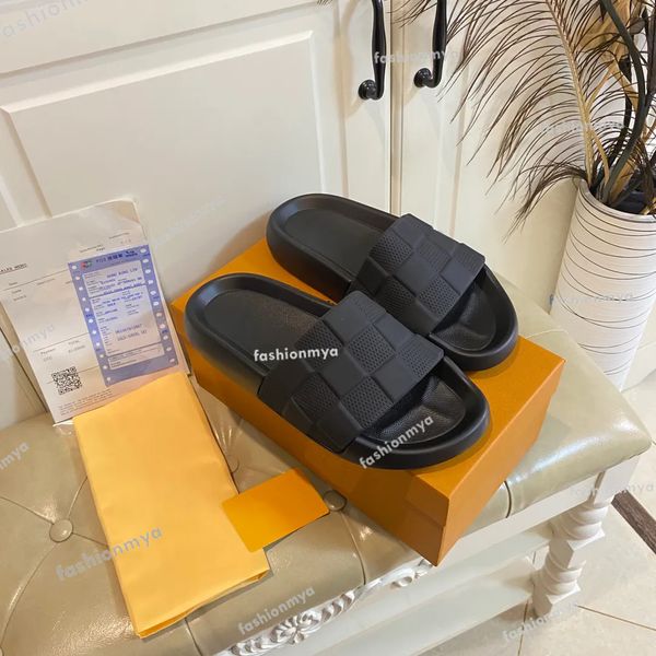 men slippers designer shoes flat mules women sandals platform rubber slipper check relief printing sandal unsmooth sandal summer beach shoe, Black
men slippers designer shoes flat mules women sandals platform rubber slipper check relief printing sandal unsmooth sandal summer beach shoe, Black