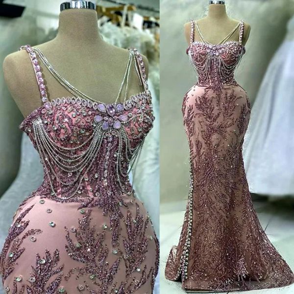 2023 pink mermaid prom dresses crystals beaded spaghetti straps floor length custom made ruched evening party gowns vestidos plus size, Black
2023 pink mermaid prom dresses crystals beaded spaghetti straps floor length custom made ruched evening party gowns vestidos plus size, Black