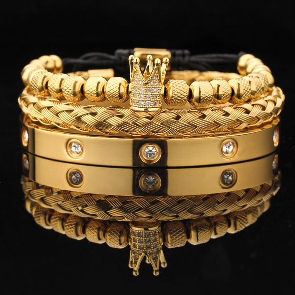 luxury bangle bracelet micro pave cz crown roman royal charm men bracelets stainless steel crystals bangles couple handmade 3pcs/set jewelry, Golden;silver
luxury bangle bracelet micro pave cz crown roman royal charm men bracelets stainless steel crystals bangles couple handmade 3pcs/set jewelry, Golden;silver