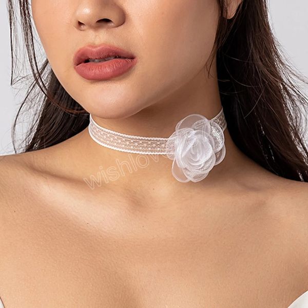 french retro white lace rose flower ribbon choker necklace for women elegant short clavicle chain y2k wed accessories, Golden;silver
french retro white lace rose flower ribbon choker necklace for women elegant short clavicle chain y2k wed accessories, Golden;silver