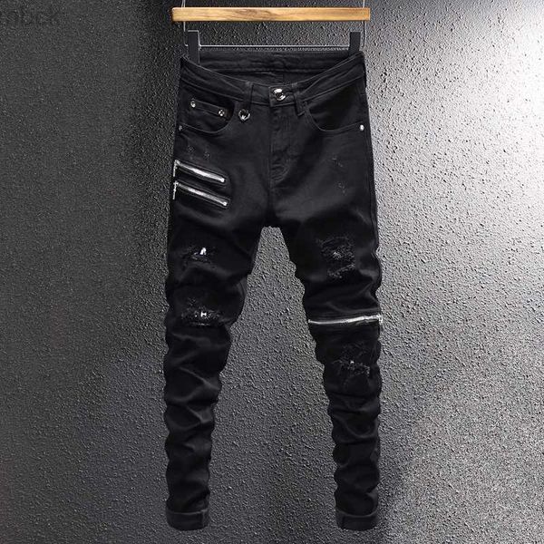 men's pants streetwear fashion men jeans black elastic slim fit destroyed ripped jeans men zipper designer hip hop stretch denim punk p
men's pants streetwear fashion men jeans black elastic slim fit destroyed ripped jeans men zipper designer hip hop stretch denim punk p