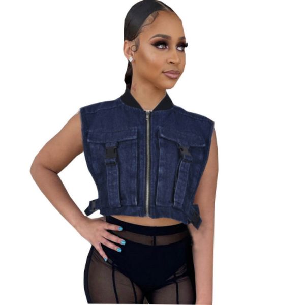 denim cargo vests tanks designer sleeveless women pockets short crop fashion side buckle zipper tanks y2k 2023 women clothes 9700, White
denim cargo vests tanks designer sleeveless women pockets short crop fashion side buckle zipper tanks y2k 2023 women clothes 9700, White