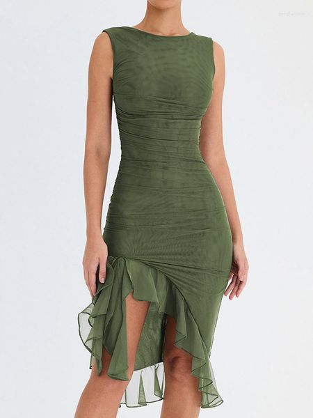 casual dresses mozision elegant ruffle ruched midi dress for women robe summer backless sleeveless irregular club party vestido, Black;gray
casual dresses mozision elegant ruffle ruched midi dress for women robe summer backless sleeveless irregular club party vestido, Black;gray