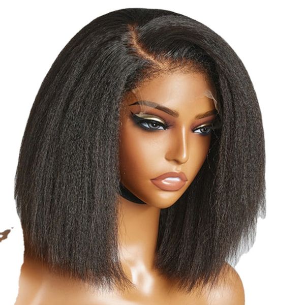 lace front wig natural black short bob wig kinky straight yaki 180% density for black women with baby hair glueless wig, Black;brown
lace front wig natural black short bob wig kinky straight yaki 180% density for black women with baby hair glueless wig, Black;brown