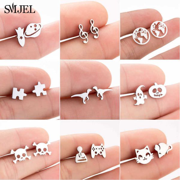 stud smjel multiple stainless steel stud earrings for women girls fashion minimalist skull ghost music earrings jewelry punk gifts p230411, Golden;silver
stud smjel multiple stainless steel stud earrings for women girls fashion minimalist skull ghost music earrings jewelry punk gifts p230411, Golden;silver