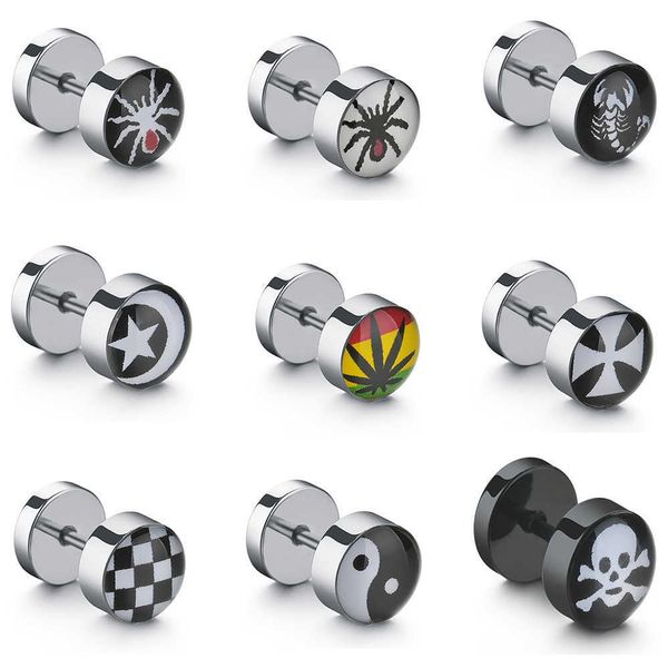 stud punk stainless steel barbell stud earring for men women spider scorpion star pattern ear piercing hypoallergenic hiphop jewelry p230411, Golden;silver
stud punk stainless steel barbell stud earring for men women spider scorpion star pattern ear piercing hypoallergenic hiphop jewelry p230411, Golden;silver