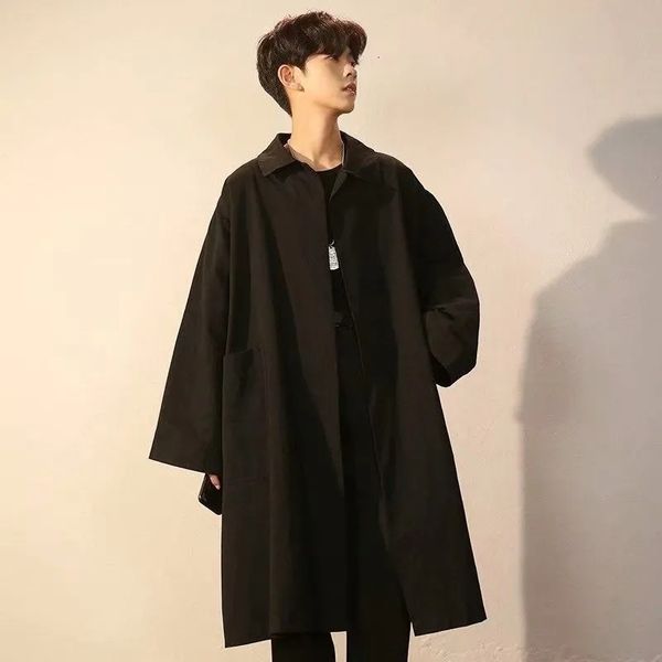 men's trench coats men long sleeve autumn loose solid fashion streetwear wlid vintage black students outerwear spring windbreaker 23041, Tan;black
men's trench coats men long sleeve autumn loose solid fashion streetwear wlid vintage black students outerwear spring windbreaker 23041, Tan;black