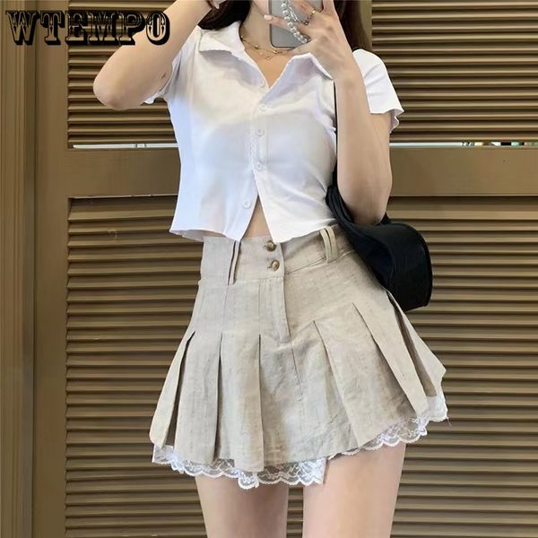 skirts wtempo korean fashion khaki short skirt lace trim cute pleated skirts womens preppy style button up high waist summer skirt 230413, Black
skirts wtempo korean fashion khaki short skirt lace trim cute pleated skirts womens preppy style button up high waist summer skirt 230413, Black