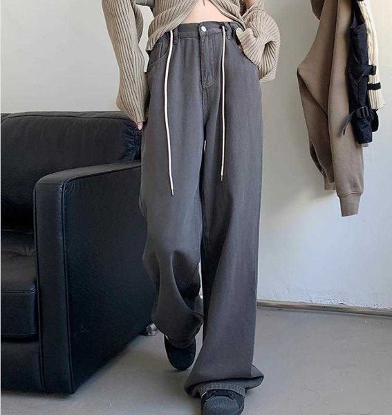 american retro wide leg womens pants jeans female autumn lazy high waist loose and, Black;white
american retro wide leg womens pants jeans female autumn lazy high waist loose and, Black;white