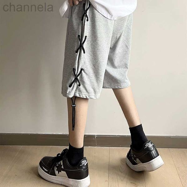 men's shorts e boy side string black gray elastic wasit streetwear terry mens sweat summer harajuku retro hip hop oversized five pants, White;black
men's shorts e boy side string black gray elastic wasit streetwear terry mens sweat summer harajuku retro hip hop oversized five pants, White;black