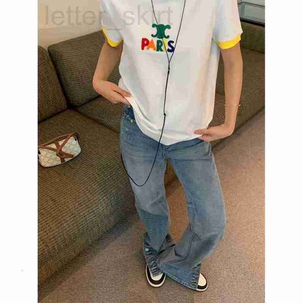 women's knits & tees designer ce23ss spring/summer new colorful flocking contrast design triumphal arch round neck short sleeve t-shirt, White
women's knits & tees designer ce23ss spring/summer new colorful flocking contrast design triumphal arch round neck short sleeve t-shirt, White