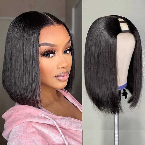 hair wigs straight short bob u part human for women shape brazilian glueless no leave out 230413, Black
hair wigs straight short bob u part human for women shape brazilian glueless no leave out 230413, Black