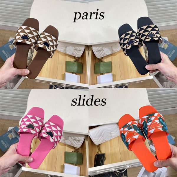 with box raffia embroidered flat mules designer slippers beach women shoes pine green gold sky blue pink schemes fuchsia flat slides luxury, Black
with box raffia embroidered flat mules designer slippers beach women shoes pine green gold sky blue pink schemes fuchsia flat slides luxury, Black