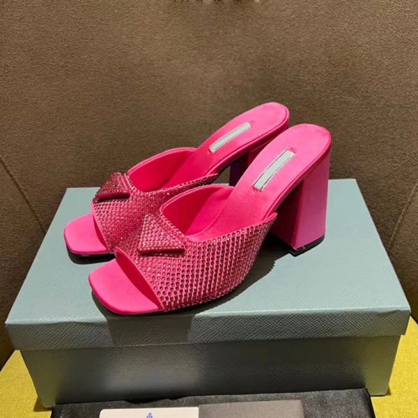 high-quality selling women's non-slip high heels rhinestone silk 95mm chunky block slippers on open toe luxury designer senior sense ch, Black
high-quality selling women's non-slip high heels rhinestone silk 95mm chunky block slippers on open toe luxury designer senior sense ch, Black