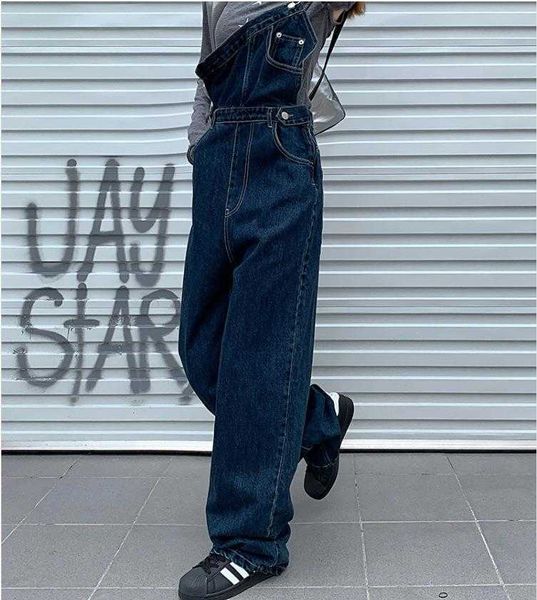 irregular one shoulder strap jeans womens autumn design pocket loose slimming, Blue
irregular one shoulder strap jeans womens autumn design pocket loose slimming, Blue