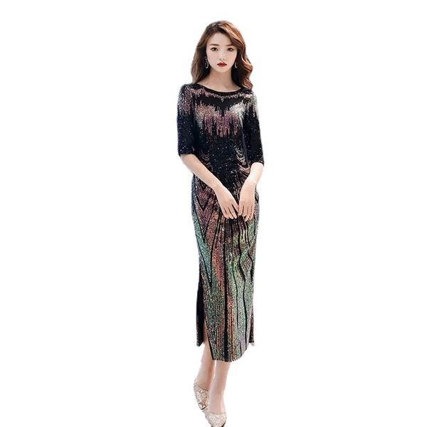 robe de soiree new sequins evening dress o-neck half sleeves maxi dress party prom dress, Black;red
robe de soiree new sequins evening dress o-neck half sleeves maxi dress party prom dress, Black;red