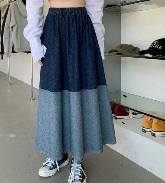 spring korean style skirt elastic high waist color contrast patchwork design mid, Black
spring korean style skirt elastic high waist color contrast patchwork design mid, Black