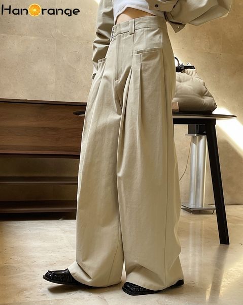 women's pants capris hanorange spring fashion double pleated design wide leg pants women lazy loose silhouette high waist casual trouse, Black;white
women's pants capris hanorange spring fashion double pleated design wide leg pants women lazy loose silhouette high waist casual trouse, Black;white